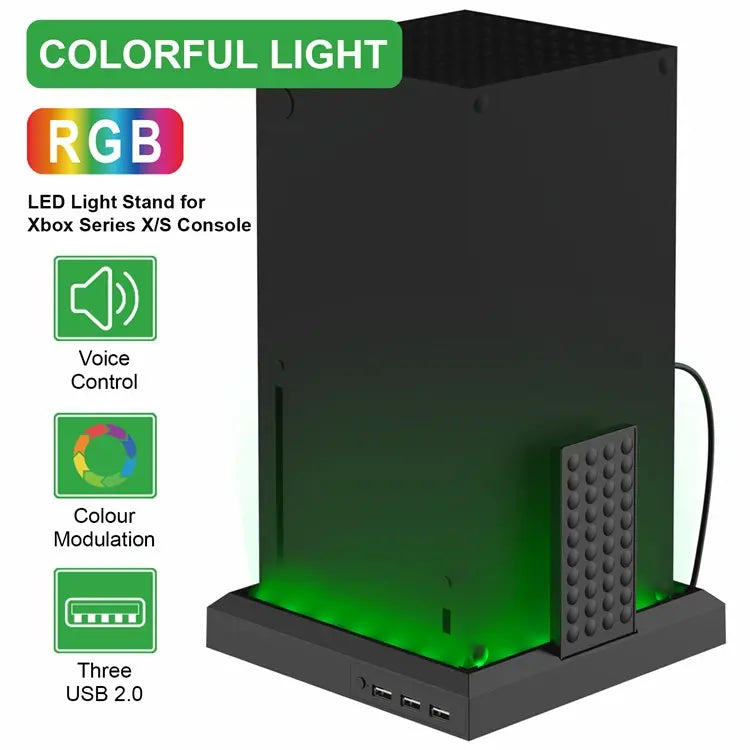 Cargue la imagen en el visor de la galería, Xbox Series S / X Game Console Holder Stand With RGB Light &amp; USB Hub - Polar Tech Australia
