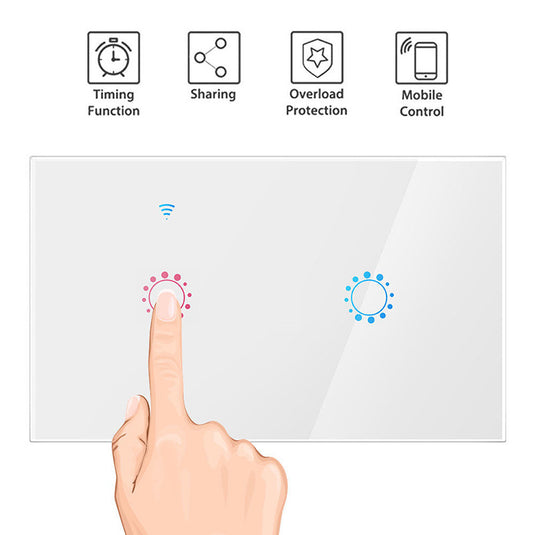 [TUYA Smart Home] TUYA WiFi Smart Touch Switch Home Light Fan Remote Control 1/2/3/4/5/6 Gang Wall Switch Panel - Polar Tech Australia