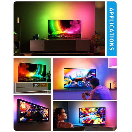 [TUYA Smart Home] Ambient TV PC Backlight RGB LED Strip Light Music/Game/Movie Synchronization Support 4K/HDR/TV BOX/Alexa/Google Smart Sync LED Light Set - Polar Tech Australia