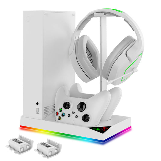 Xbox Series X - All in One Multi Function Cooling Fan RGB Light battery Backup Kit Vertical Charging Stand - Polar Tech Australia