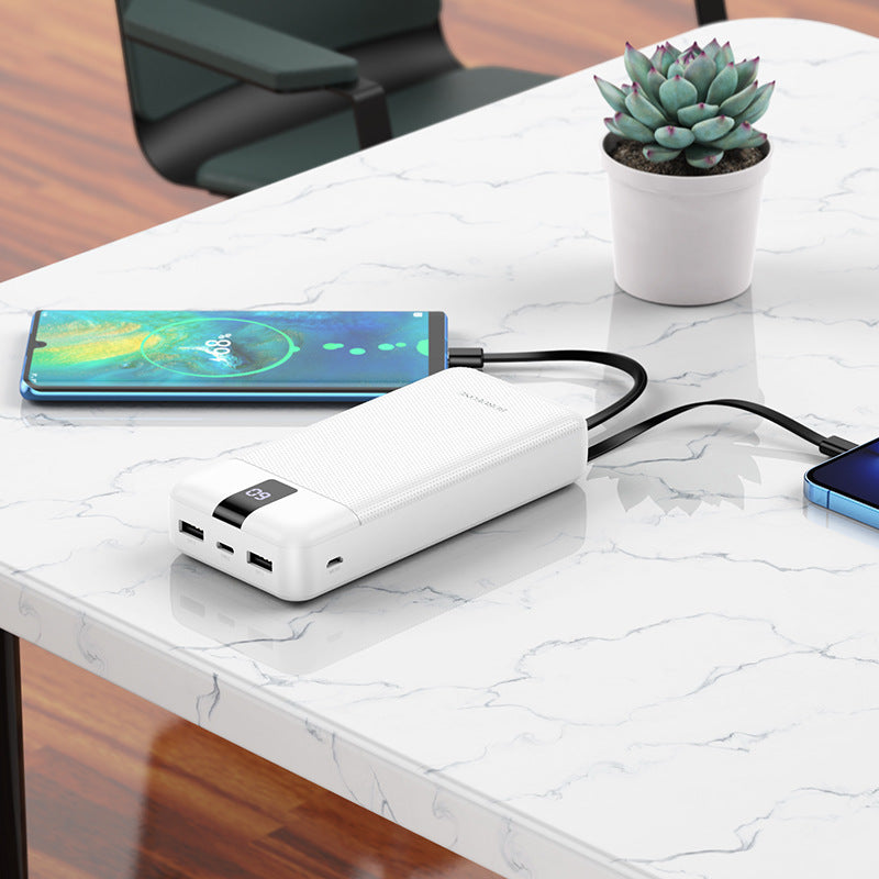 Chargez l&#39;image dans la visionneuse de la galerie, [BJ20A][20000mAh] BOROFONE Fast Charging Power Bank Built-in Micro/USB-C/Lighting Cable - White - Polar Tech Australia
