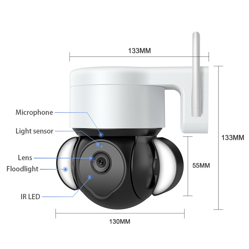 Chargez l&#39;image dans la visionneuse de la galerie, [TUYA Smart Home][WIFI Version][With Flood Light] Tuya 5MP Wireless WIFI Full HD IP65 Outdoor PTZ Security Camera - Polar Tech Australia
