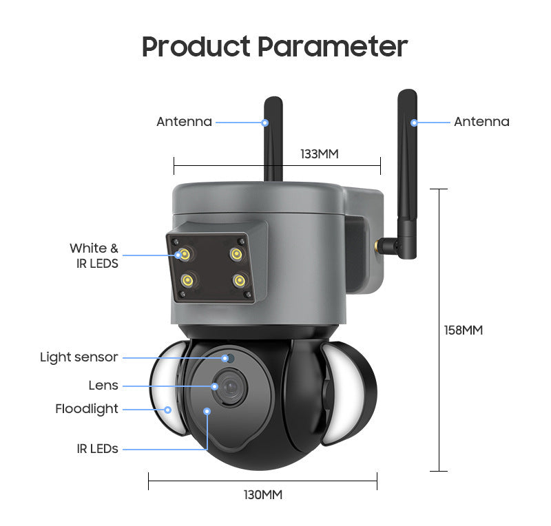 Load image into Gallery viewer, [TUYA Smart Home][WIFI Version][With Flood light] Full HD 4MP Wireless WIFI Full Color Day &amp; night IP65 Outdoor PTZ Security Camera - Polar Tech Australia
