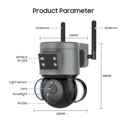 [TUYA Smart Home][WIFI Version][With Flood light] Full HD 4MP Wireless WIFI Full Color Day & night IP65 Outdoor PTZ Security Camera - Polar Tech Australia