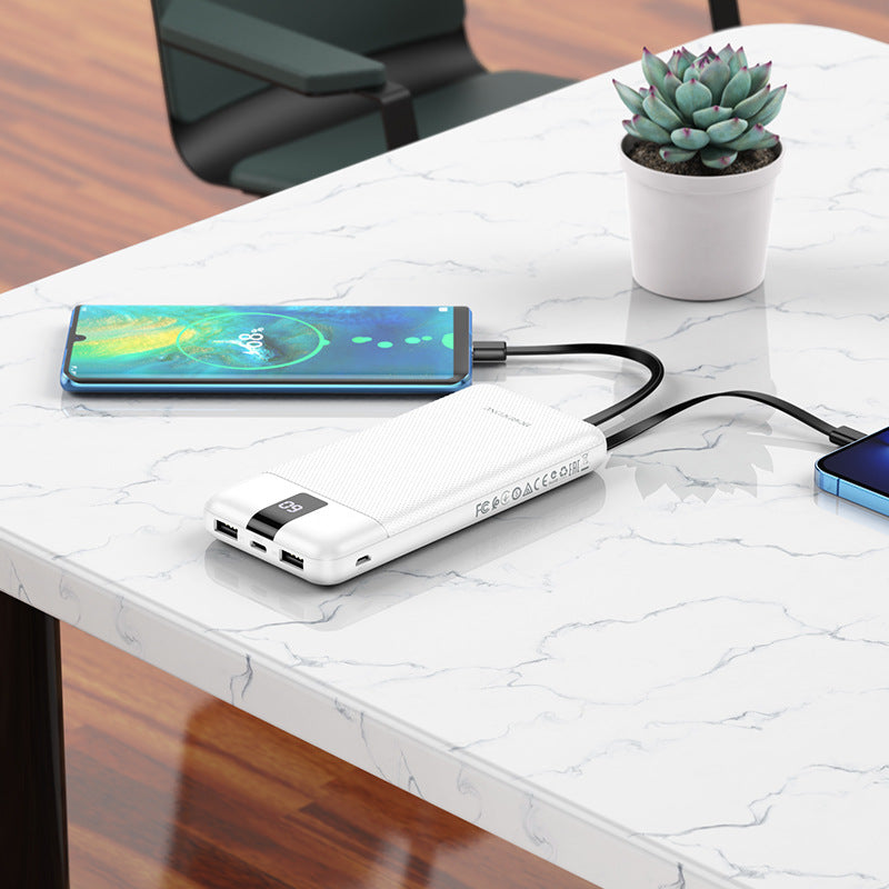 Chargez l&#39;image dans la visionneuse de la galerie, [BJ20][10000mAh] BOROFONE Fast Charging Power Bank Built-in Micro/USB-C/Lighting Cable - White - Polar Tech Australia
