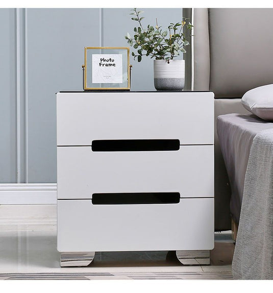 [Built-in LED Light] Intelligent 3 Drawers Bedside Table Side Unit With LED Lamp Nightstand - Polar Tech Australia