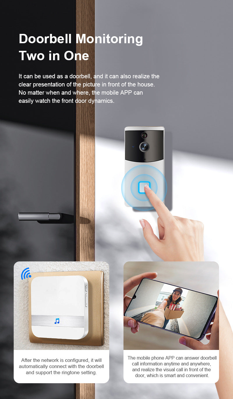 Chargez l&#39;image dans la visionneuse de la galerie, [1080P FHD][With Chime &amp; Battery] Smart Doorbell Camera Wireless Wifi Doorbell Two Way Audio Intercom App Control - Polar Tech Australia
