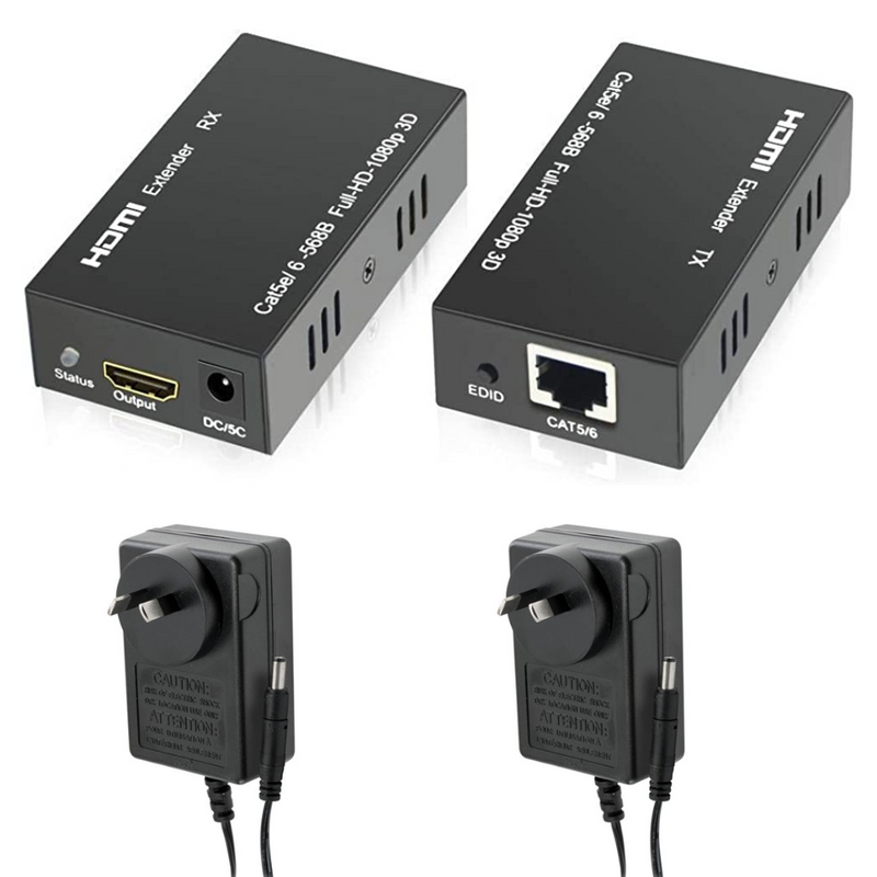 Chargez l&#39;image dans la visionneuse de la galerie, [HDTV-60M] Full HD RJ45 Cat6 to HDMI 60M Extender Cable Pair - Polar Tech Australia
