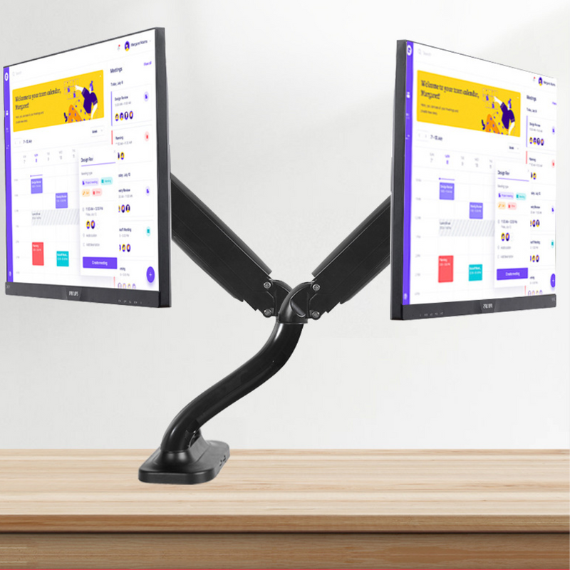 Cargue la imagen en el visor de la galería, [Up to 32”][Dual Arm] Universal 360 degree Rotation Adjustable Monitor Desktop Bracket Holder Stand - Polar Tech Australia
