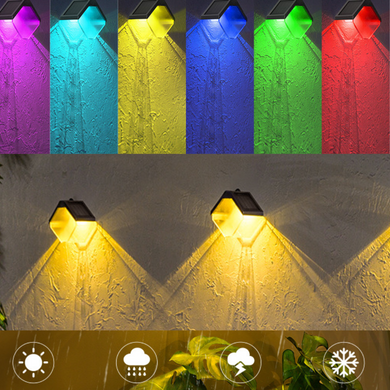 Colourful Solar Wall Lights Outdoor 6LED Waterproof Wall Lamp for Balcony Patio Courtyards Fence Lamps Garden Décor Solar Outdoor Wall Light - Polar Tech Australia