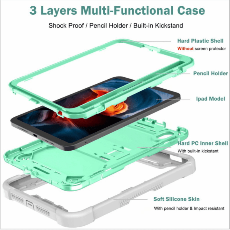 Chargez l&#39;image dans la visionneuse de la galerie, Apple iPad Mini 6 6th Gen Defender Heavy Duty Drop Proof Rugged Protective Stand Case - Polar Tech Australia
