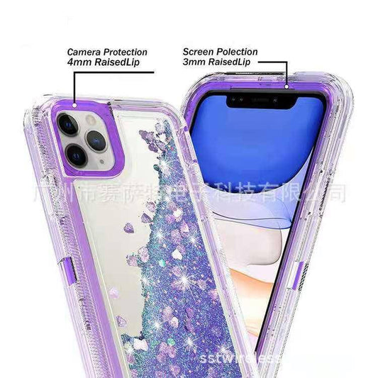 Apple iPhone 11/Pro/Max Glitter Clear Transparent Liquid Sand Watering Case - Polar Tech Australia