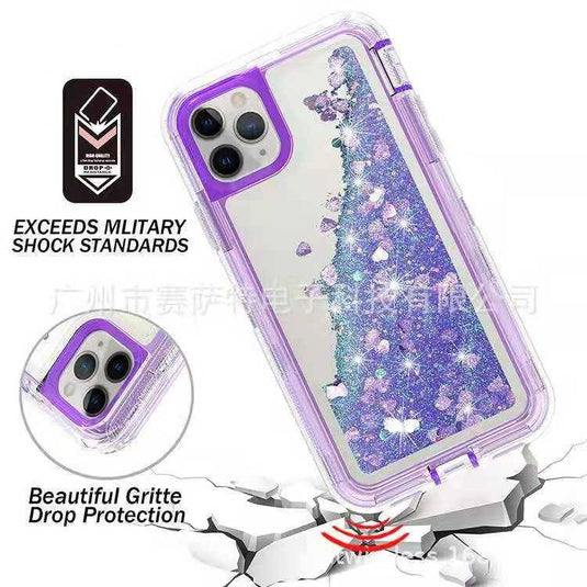 Apple iPhone 11/Pro/Max Glitter Clear Transparent Liquid Sand Watering Case - Polar Tech Australia