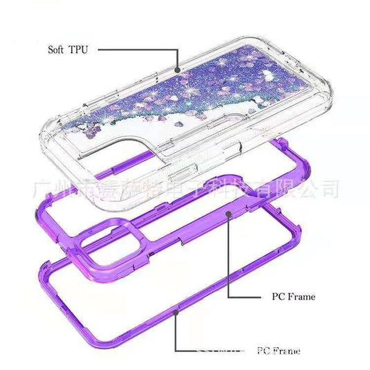 Apple iPhone 11/Pro/Max Glitter Clear Transparent Liquid Sand Watering Case - Polar Tech Australia