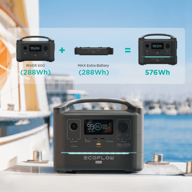 Cargue la imagen en el visor de la galería, [AU Version][Solar Panel Expandable] EcoFlow River 600W 288Wh/80000mAh Portable Power Station - Polar Tech Australia
