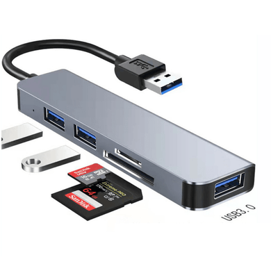 [BYL-2103U] USB Adapter 5 In 1 Multi-function USB 3.0 & USB 2.0 Card Reader HUB Splitter - Polar Tech Australia