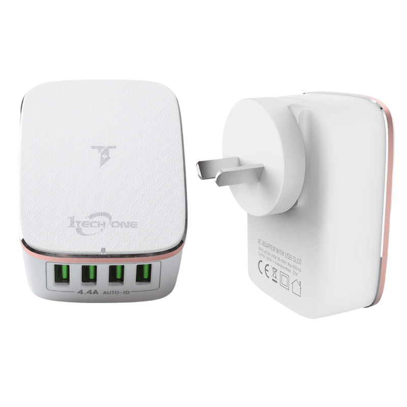 Cargue la imagen en el visor de la galería, [Clearance] 1Tech-One 4-Port USB Wall Charger 4.4A USB Adaptor (AU plug) - Polar Tech Australia
