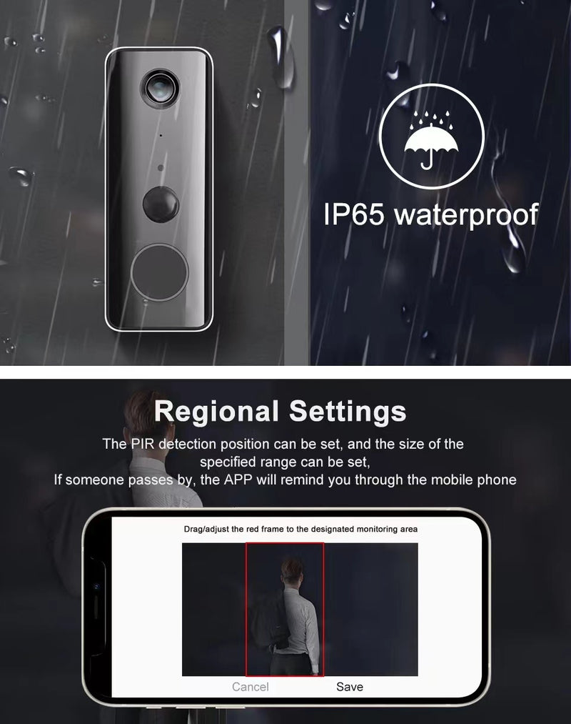 Cargue la imagen en el visor de la galería, [Tuya Smart Home][With Chime] Tuya 2K Ultra HD Smart Doorbell Camera Wireless Wifi Doorbell Two Way Audio Intercom App Control - Polar Tech Australia
