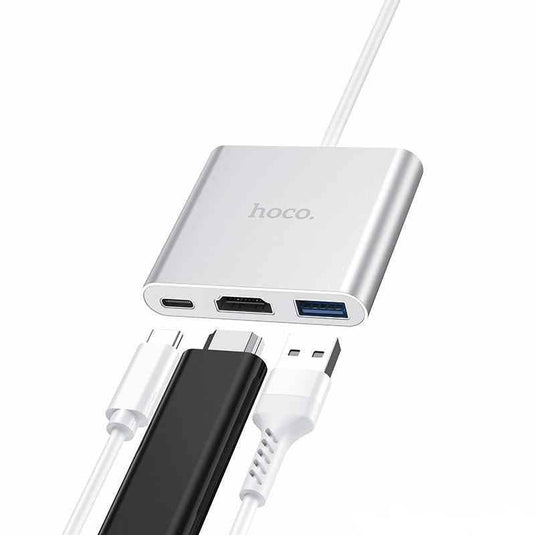 [HB14] HOCO 3 in 1 USB-C Type C USB 3.0 HUB HDMI PD Adapter Converter Splitter - Polar Tech Australia