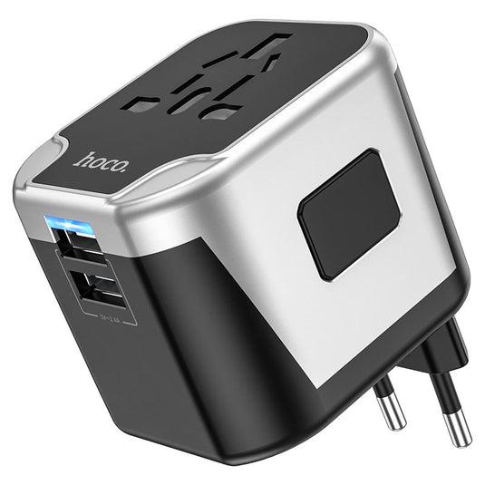 [AC5] HOCO Universal Dual Port USB Charging Converter Wall Charger International Travelling Adapter - Polar Tech Australia