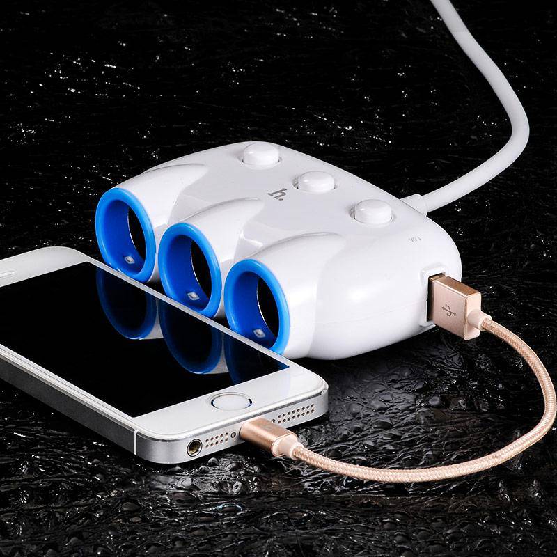 Cargue la imagen en el visor de la galería, [C1] HOCO Dual USB Port Triple Cigarette Lighter Splitter Car Charging Adapter - Polar Tech Australia
