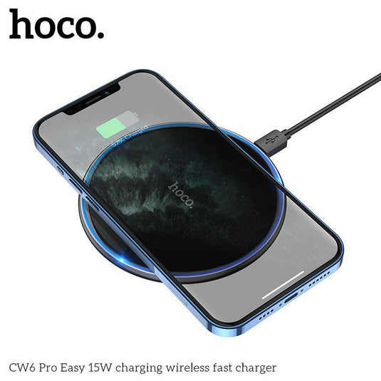 [CW6 Pro] HOCO Ultra-Thin Easy Pro 15W Fast Wireless Charger Charging Pad - Polar Tech Australia