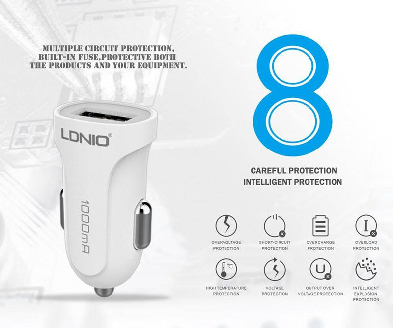 Cargue la imagen en el visor de la galería, [Clearrance] LDNIO Car USB Charger With Charging Cable - Polar Tech Australia
