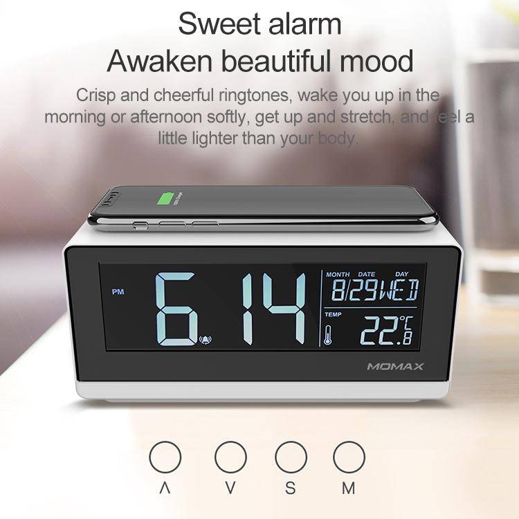 Chargez l&#39;image dans la visionneuse de la galerie, Momax QClock 10W Digita Alarm Clock Built-in Wireless Charger - Polar Tech Australia
