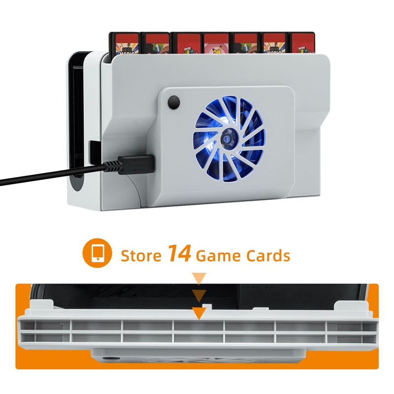 Cargue la imagen en el visor de la galería, Nintendo Switch OLED Dock Cooling Fan with Game Card Storage - Polar Tech Australia
