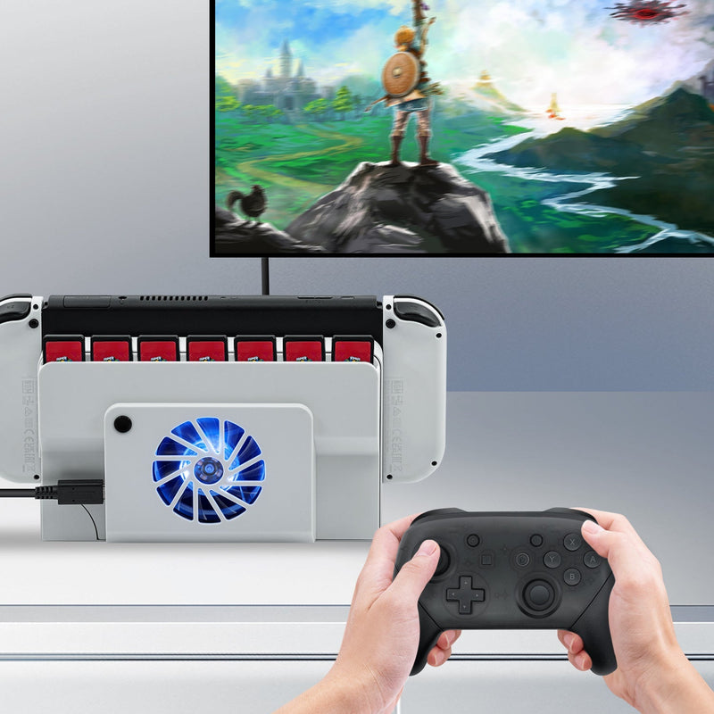 Chargez l&#39;image dans la visionneuse de la galerie, Nintendo Switch OLED Dock Cooling Fan with Game Card Storage - Polar Tech Australia
