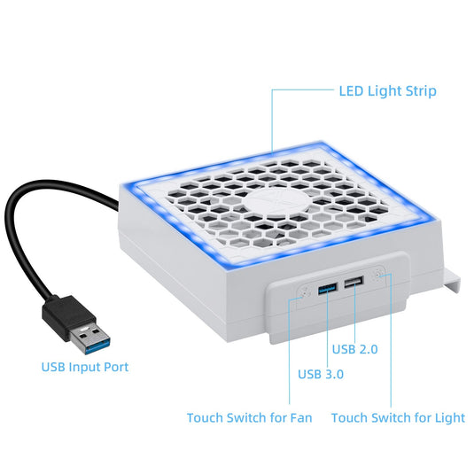 Xbox Series S USB Powered Cooling Fan Dock with RGB LED Light - Polar Tech Australia