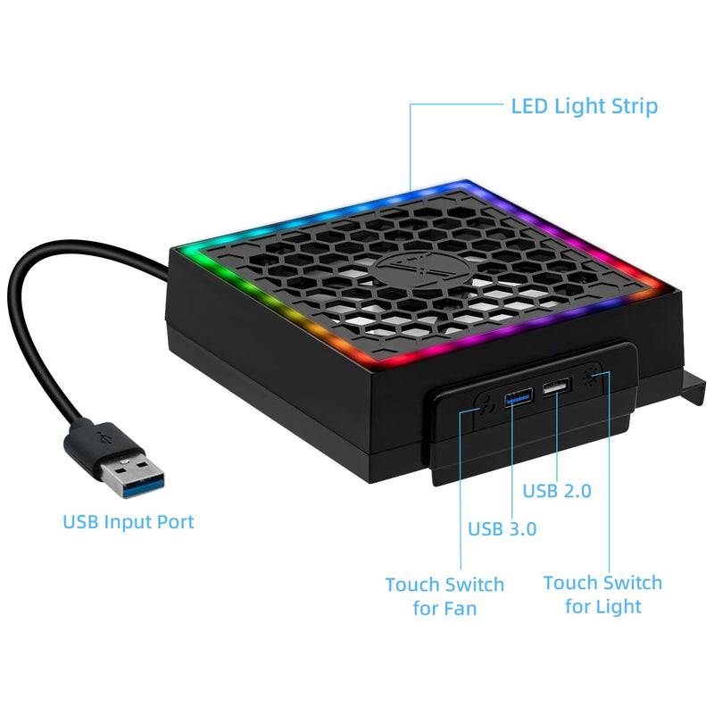 Chargez l&#39;image dans la visionneuse de la galerie, Xbox Series S USB Powered Cooling Fan Dock with RGB LED Light - Polar Tech Australia
