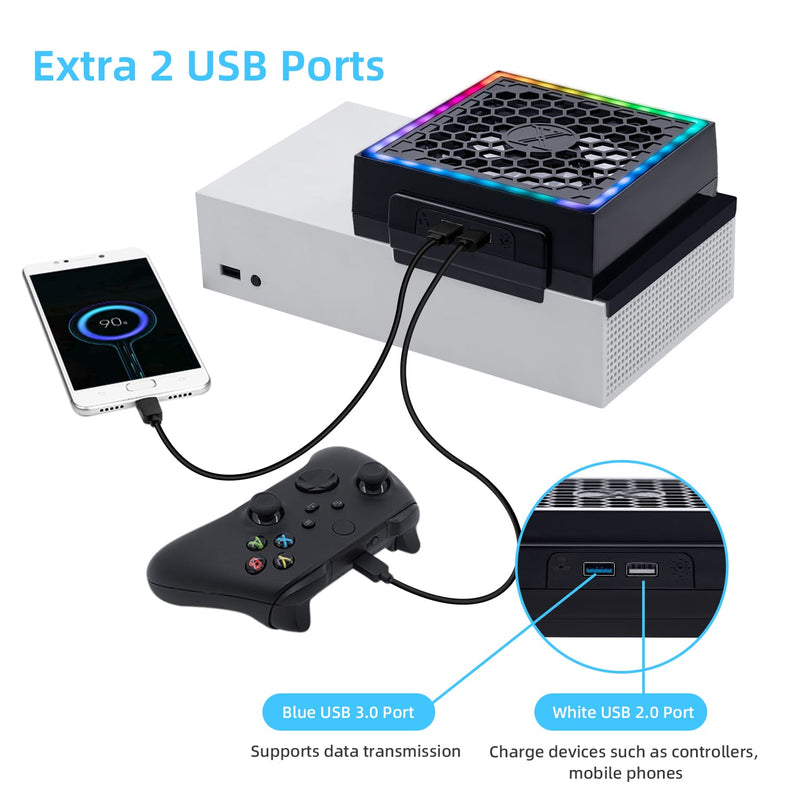 Cargue la imagen en el visor de la galería, Xbox Series S USB Powered Cooling Fan Dock with RGB LED Light - Polar Tech Australia
