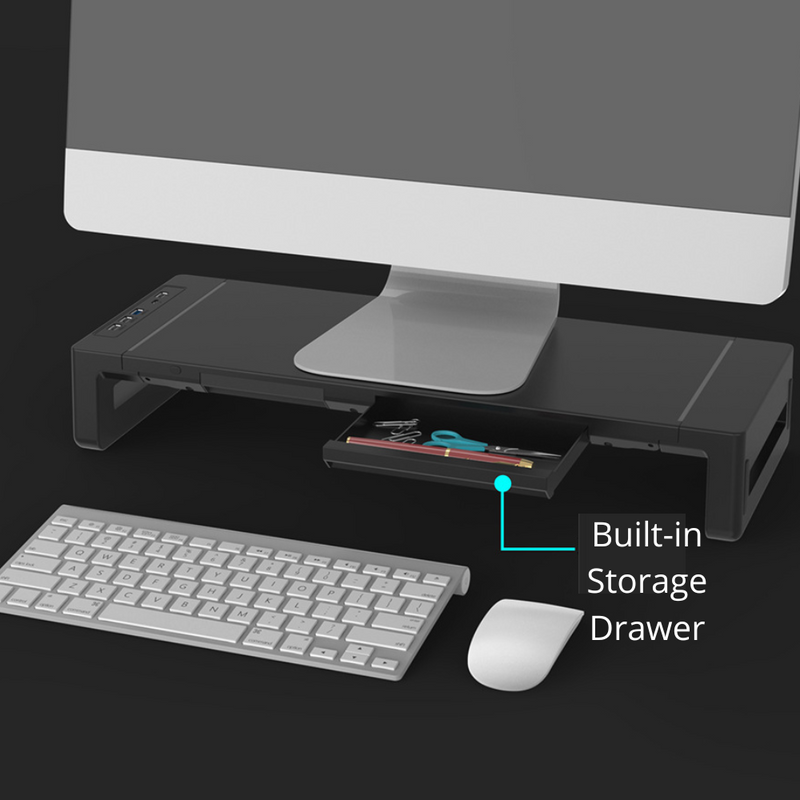 Load image into Gallery viewer, [KM50][With RBG Light &amp; USB Hub &amp; Stand &amp; Drawer] Universal Monitor Desktop Stand  (Up to 27 inch) - Polar Tech Australia
