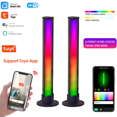 [TUYA Smart Home][2 Pcs] RGB Dimmable LED Music Rhythm Lamp Sound Bar APP Control Atmosphere Light LED Bar - Polar Tech Australia