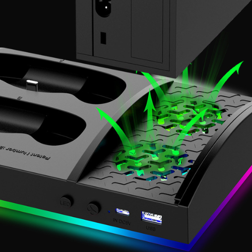 Chargez l&#39;image dans la visionneuse de la galerie, Xbox Series X - All in One Multi Function Cooling Fan RGB Light battery Backup Kit Vertical Charging Stand - Polar Tech Australia
