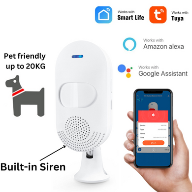 [TUYA Smart Home] Battery & Wired Powdered WIFI Infrared Detector PIR Motion Detect Sensor + Built in Sound Siren Smart Home Security - Polar Tech Australia