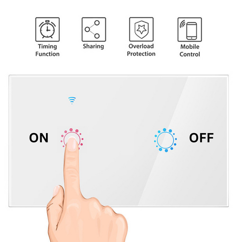 Chargez l&#39;image dans la visionneuse de la galerie, [TUYA Smart Home] TUYA WiFi Smart Touch Switch Home Light Fan Remote Control 1/2/3/4/5/6 Gang Wall Switch Panel - Polar Tech Australia
