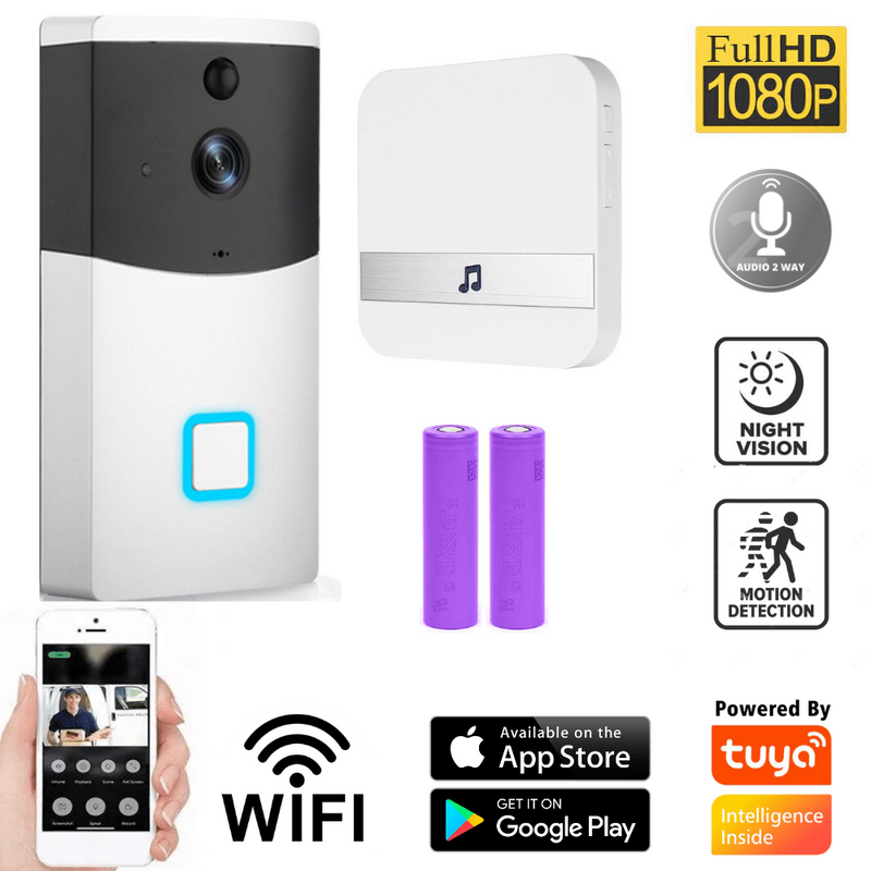 Chargez l&#39;image dans la visionneuse de la galerie, [1080P FHD][With Chime &amp; Battery] Smart Doorbell Camera Wireless Wifi Doorbell Two Way Audio Intercom App Control - Polar Tech Australia
