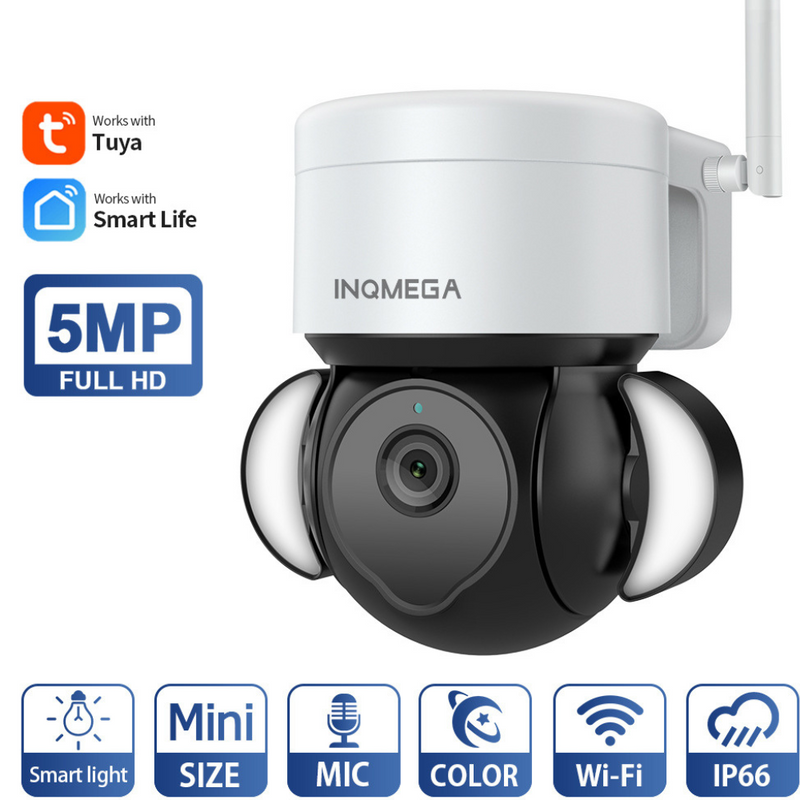 Chargez l&#39;image dans la visionneuse de la galerie, [TUYA Smart Home][WIFI Version][With Flood Light] Tuya 5MP Wireless WIFI Full HD IP65 Outdoor PTZ Security Camera - Polar Tech Australia
