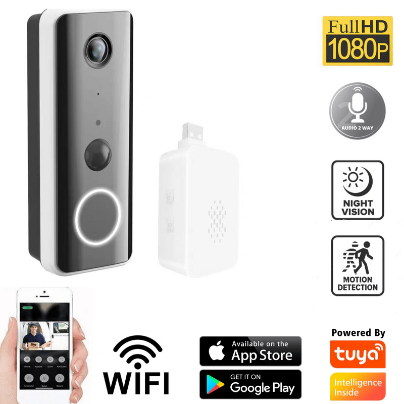 Cargue la imagen en el visor de la galería, [Tuya Smart Home][With Chime] Tuya 2K Ultra HD Smart Doorbell Camera Wireless Wifi Doorbell Two Way Audio Intercom App Control - Polar Tech Australia
