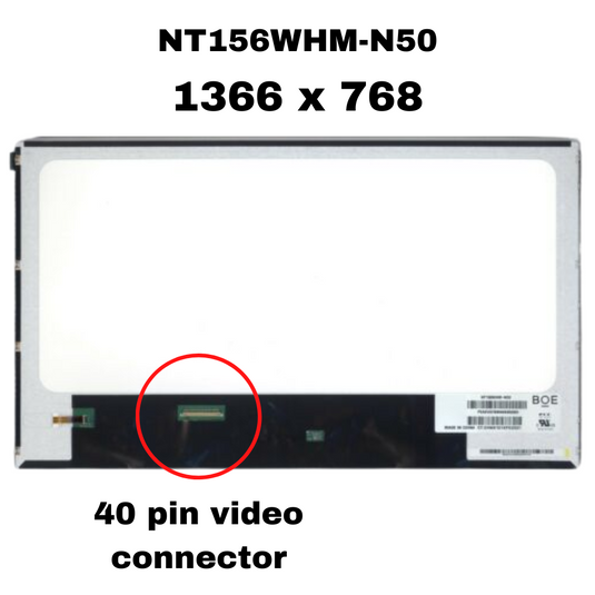 [NT156WHM-N50] 15.6" inch/A+ Grade/(1366x768)/40 Pin/No Screw Bracket Laptop LCD Screen Display Panel - Polar Tech Australia