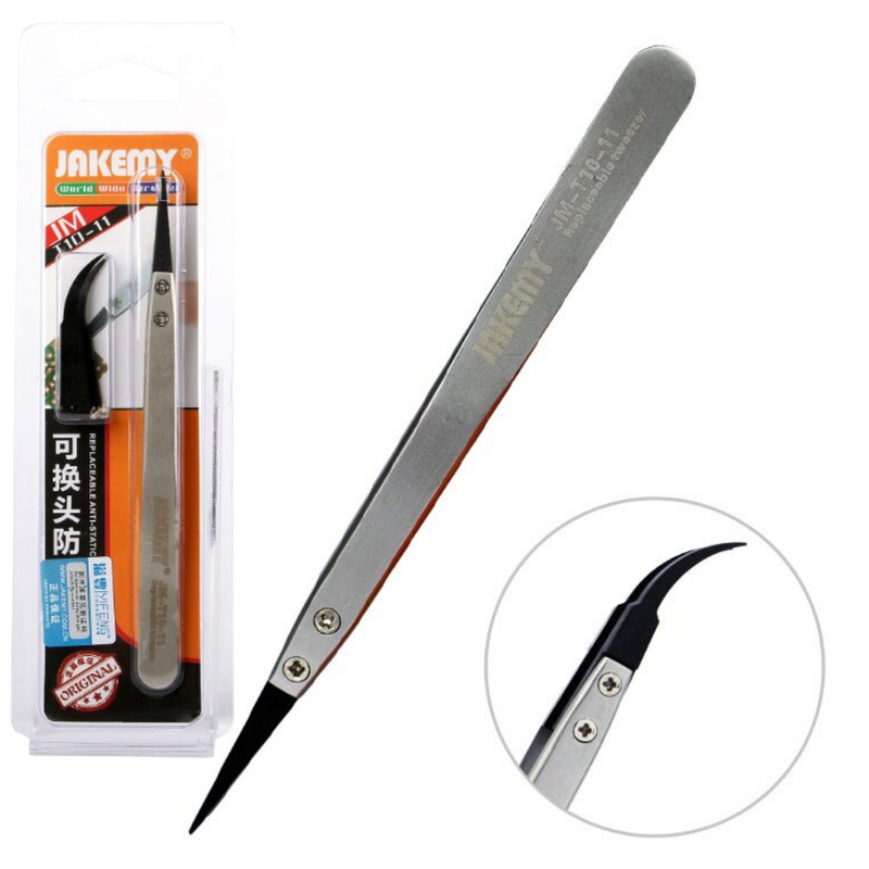 Chargez l&#39;image dans la visionneuse de la galerie, [JM-T10-11] Jakemy Anti-static Stainless Steel Tweezers With Replacement Head - Polar Tech Australia
