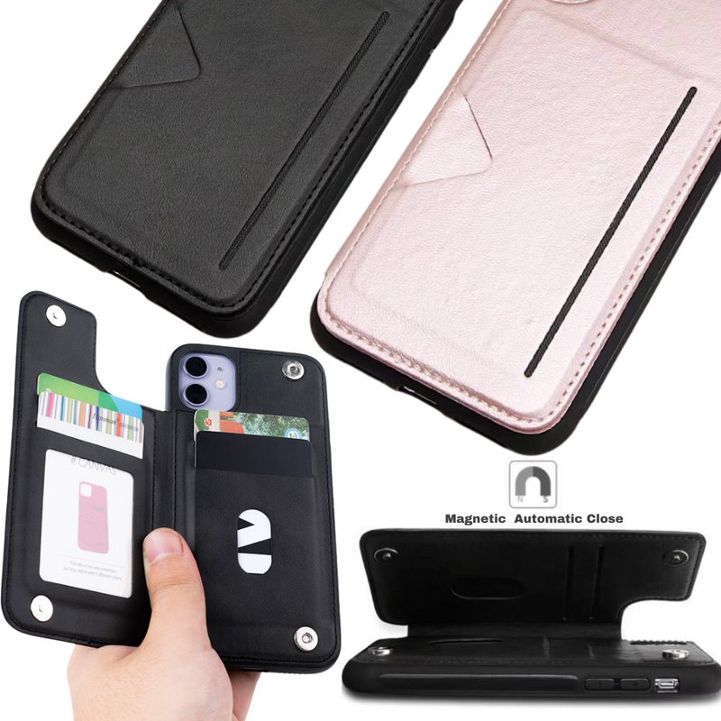 Cargue la imagen en el visor de la galería, [Built-in Card Slot] Apple iPhone 14/14 Plus/14 Pro/14 Pro Max Hanman Mika Magnetic Back Leather Case - Polar Tech Australia
