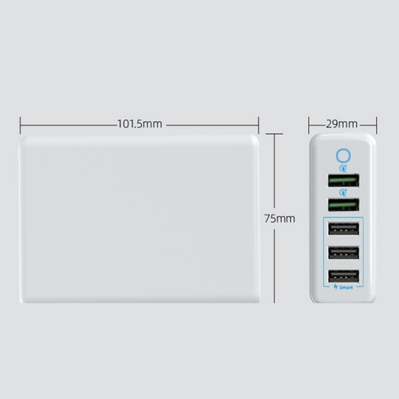 Cargue la imagen en el visor de la galería, Qualcomm QC 3.0 60W 5 Ports Universal Phone &amp; Tablet Desktop USB Port Wall Charger Station Adapter 1.6M Length  (AU Plug) - Polar Tech Australia
