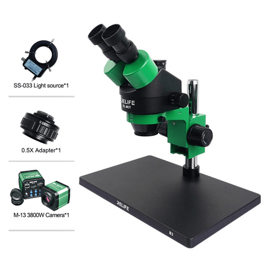 RELIFE 0.7x - 4.5x Trinocular HD Stereo Microscope (With Large Operation Base) Mobile Phone PCB Motherboard Repair Tool (RL-M3T-B3) - Polar Tech Australia