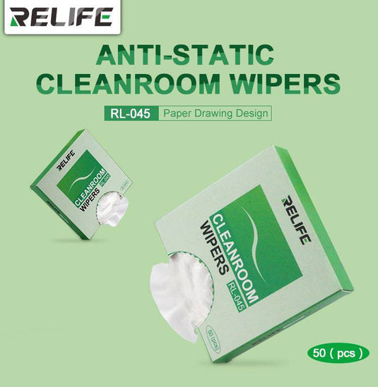 [RL-045] Relife 50 x Anti-Statics Cleanroom Screen LCD Contact Cleaning Wipes Cloth Wipers - Polar Tech Australia