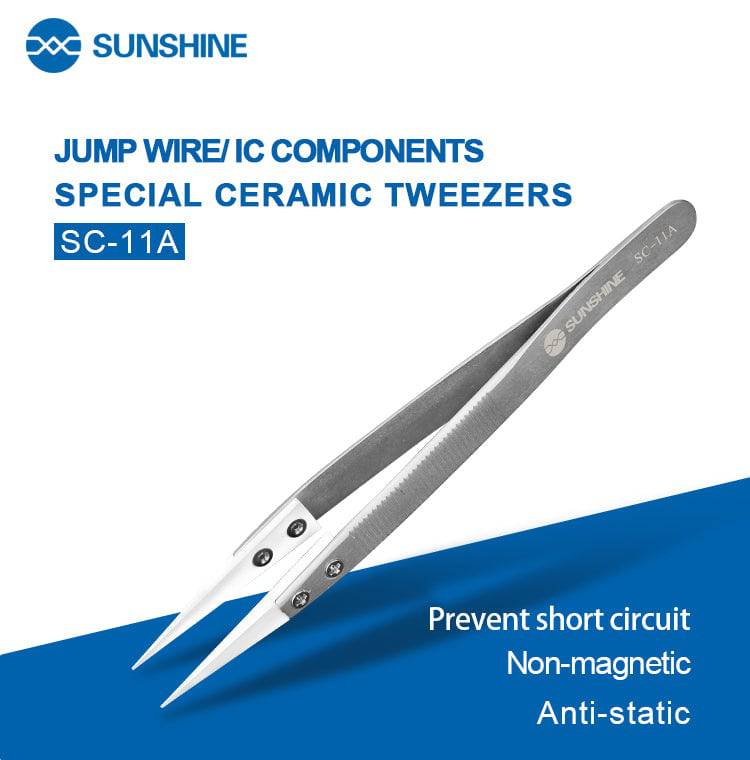 Chargez l&#39;image dans la visionneuse de la galerie, [SC-11A] SUNSHINE Jump Wire Precision Anti-Static Ceramics Tweezers - Polar Tech Australia
