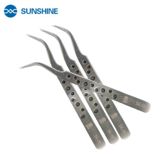 [SK-15] Sunshine Stainless Steel Precision Tweezer (Curved Tip) With Heat Dissipation Hole - Polar Tech Australia