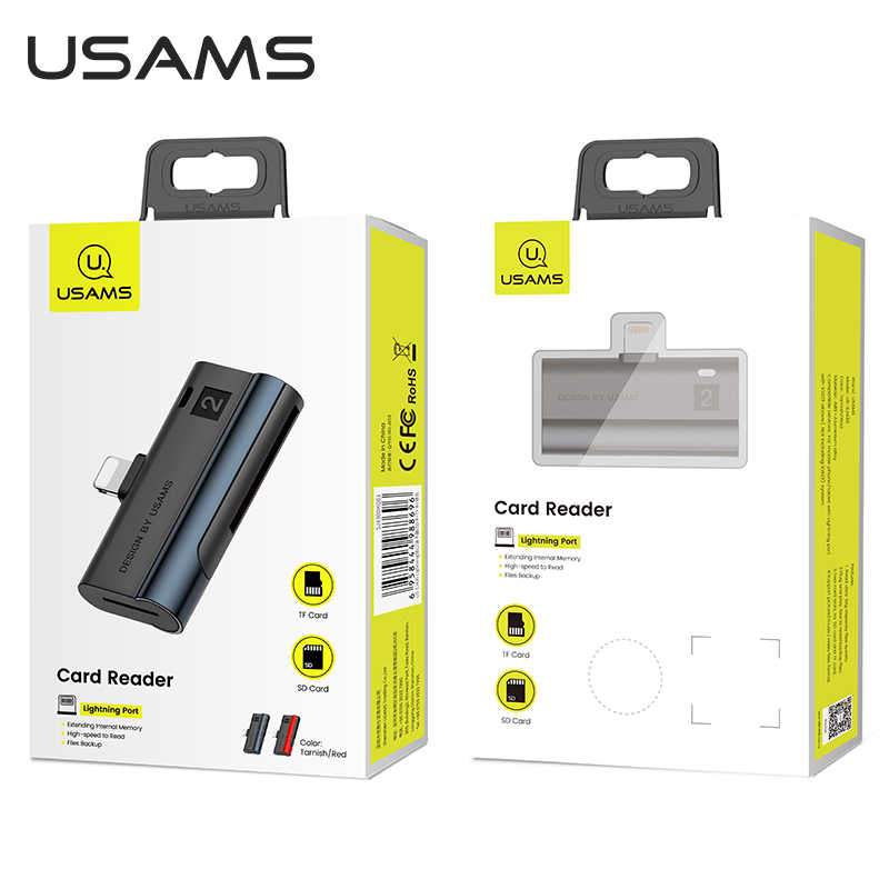 Cargue la imagen en el visor de la galería, USAMS US-SJ430 Lightning Port Card Reader (SD card+TF card) - Polar Tech Australia
